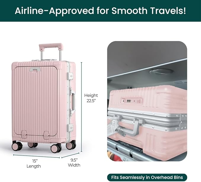 Nobl Travel Carry On Luggage, Noble Zipperless Aluminum Frame PC Hard Shell - Image 4