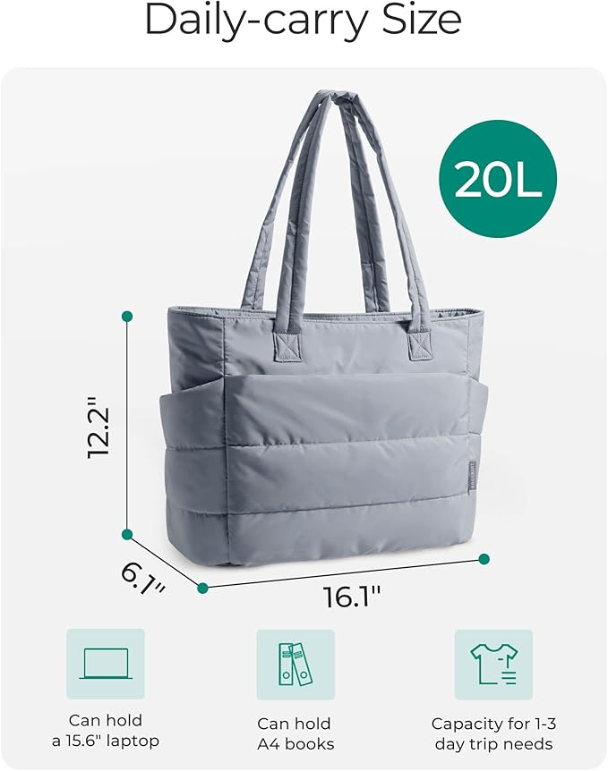 BAGSMART Tote Bag for Women, Lightweight Puffy Tote Bag - Image 2
