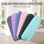 Heat Insulating Silicone Mat Pouch for Hair Straightener, Anti-Slip Travel Pad Cover for Curling & Flat Iron, Portable Styling Heat Mat Holder for Curler Wand and Hot Waver (Purple)