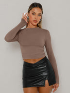 Womens Long Sleeve Shirts Basic Compression Tops Coffee Grey S (Small / Coffee Grey)