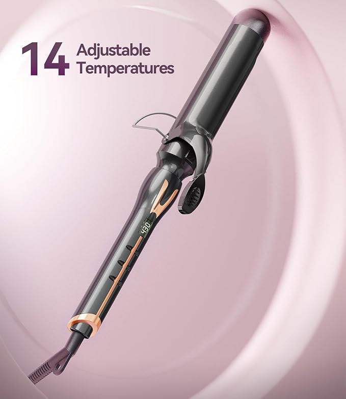 Curling Iron 1 1/2 Inch for Big Curls, 14 Heat Settings Big Barrel 1.5 Inch, Ceramic Large Barrel Curling Iron 1 1/2 Inch with Argan Oil Infused,