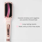 L'ANGE HAIR Le Vite Straightening Brush | Heated Hair Tool for Smoother, Frizz-Controlled Look | Dual-Voltage Hot Brush Straightener for Effortless Styling & Shine | Ceramic Standard Size (Blush)