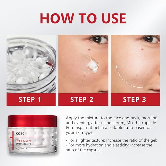 KOEC Deep Triple Collagen Capsule Cream,Face Moisturizer with Niacinamide,Hydrating & Firming Tightening Daily Face Cream Korean Skincare Stocking Stuffers for Women 1.76 FL OZ