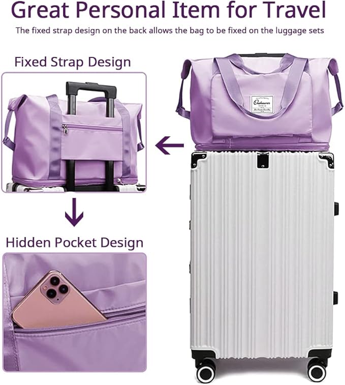 Large Capacity Foldable Travel Bag Expandable Portable Carry on Bag Dry&Wet - Image 3