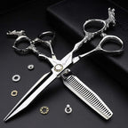 Sharonds 6/7 inch Professional Hair Cutting Scissors Set Hair Cutting Scissors Thinning Teeth Shears Set,Sliver Scissors,Barber,Salon,Hairdressing Scissors Kit,Japanese 440C Scissors (6-inch 2pc)