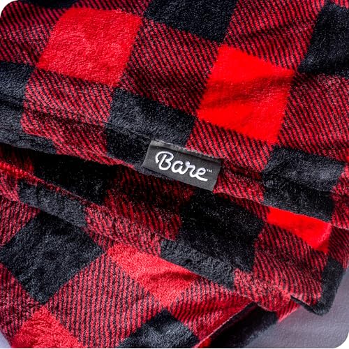 Fleece Blanket Microplush (King / 39 - Buffalo Plaid - Red/Black)