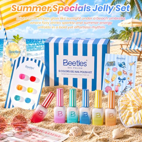 Beetles Neon Gel Nail Polish Set (A - Yellow Blue Pink | Sunstripe)