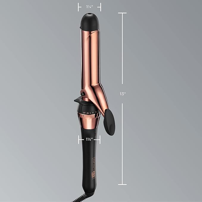 INFINITIPRO BY CONAIR Rose Gold Titanium 1 1/4-Inch Curling Iron, 1 ¼ inch barrel produces loose curls – for use on medium and long hair