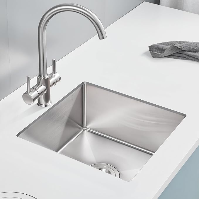 POPFLY 15×15 Inch Undermount Wet Bar Sink, 18 Gauge 304 Stainless Steel Kitchen - Image 2