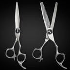 Apex 6" Complete Set of Hair Cutting Shears Includes a 6" Cutting Scissors and a 6" Thinning Shear with a Leather Case - 440C Stainless Steel - Designed by Saki Shears
