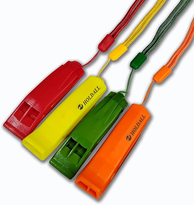 Emergency Safety Whistle with Lanyard, Loud Pea-Less Survival Whistles by HOLDALL