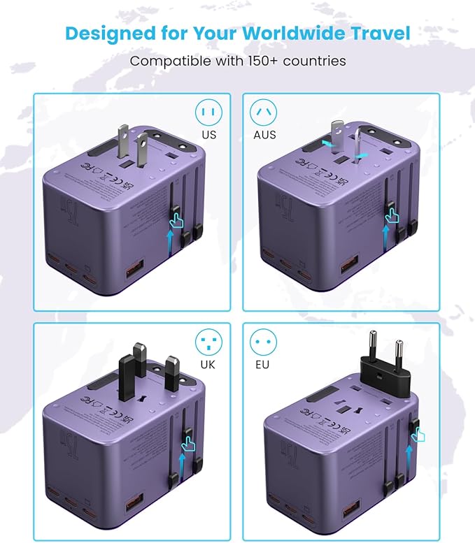 Universal Travel Adapter, VINTAR 75W GaN International Power Adapter - Image 3