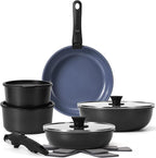 15 Pcs Pots and Pans Set Non Stick, Detachable Handle Ceramic Cookware Sets by SODAY