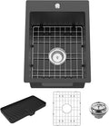 Small Black Kitchen Sink, 15x20 Inch Stainless Steel Drop In Toprmount by FAUENPEEY
