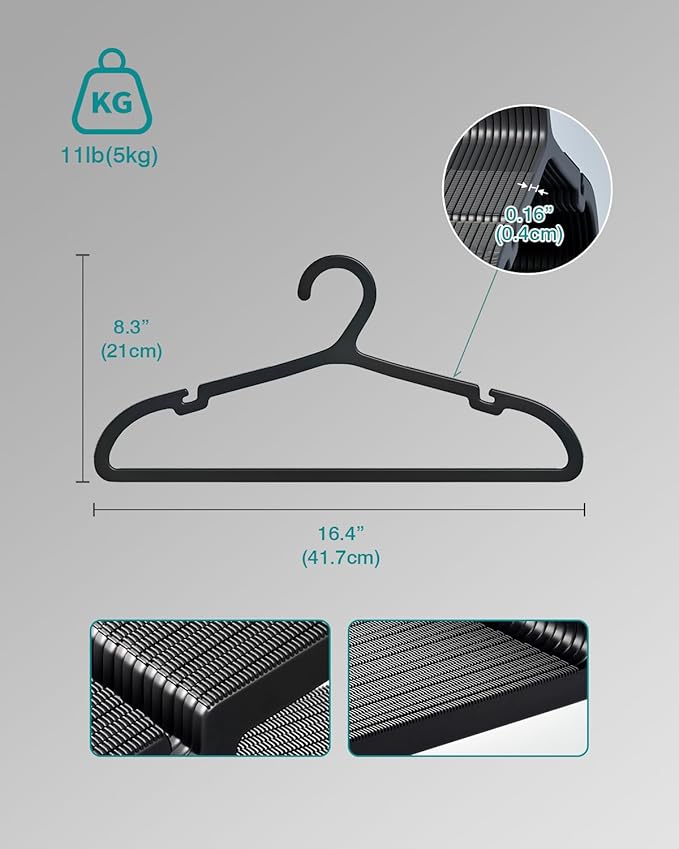 50 Pack Clothes Hangers, Non Slip Plastic Coat Hangers, Space Saving Hangers - Image 7