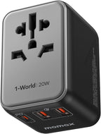 MOMAX Universal Travel Adapter, 20W+18W International Plug Adapter by MOMAX