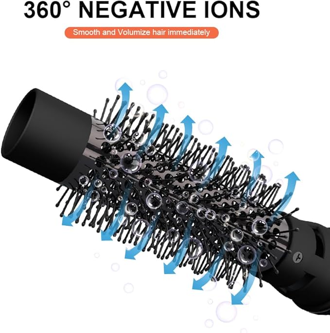 4-in-1 Hot Air Brush, Ionic Hair Dryer Brush with 2 Speeds & 2 Heat Settings, 1000W Fast Styling for Frizz-Free Shine, Blowout Straightener Curler for Salon Volumized Hair