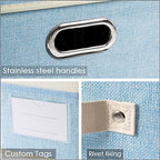 Collapsible Storage Bin with Lid [3 (Blue&Cream / M(3-Pack))