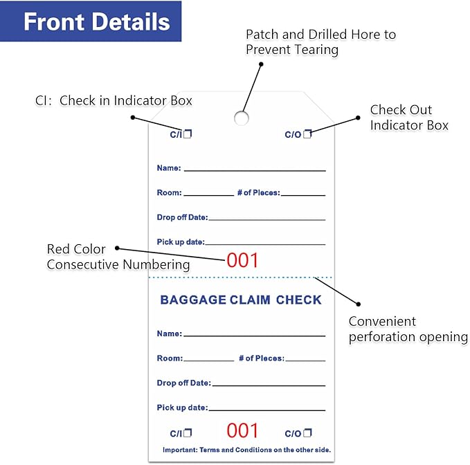 1000 Baggage Claim Check Tags - Image 2