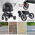 Pet Stroller for Small Medium Dogs, Cat Carriage Travel System Four Wheel Dog - Image 6