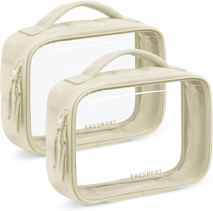BAGSMART 2 Pack Clear Toiletry Bag, Puffy Edges TSA-Approved Travel Toiletry Bag by BAGSMART