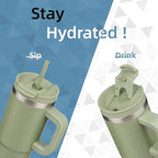 40 oz Tumbler with Handle and 2 Straws, 2 in 1 Lid Insulated Water Bottle - Image 2