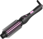 VAV 3 in 1 Styling Tool Curling Iron & Hair Straightener Brush 2 Heat Settings Anti-Scald Ceramic Heated Hair Styling Brush for Natural Straight