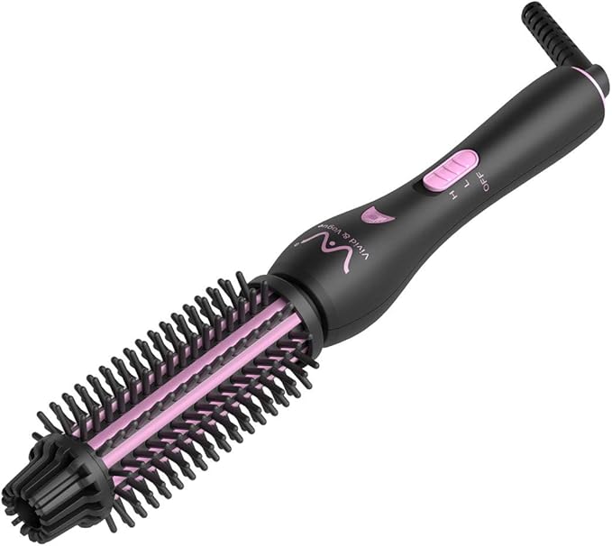 VAV 3 in 1 Styling Tool Curling Iron & Hair Straightener Brush 2 Heat Settings Anti-Scald Ceramic Heated Hair Styling Brush for Natural Straight