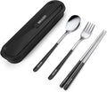 Travel cutlery set, 18/8 stainless steel cutlery, Reusable utensils set by inkuleer
