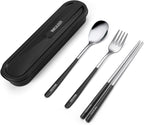 Travel cutlery set, 18/8 stainless steel cutlery, Reusable utensils set by inkuleer