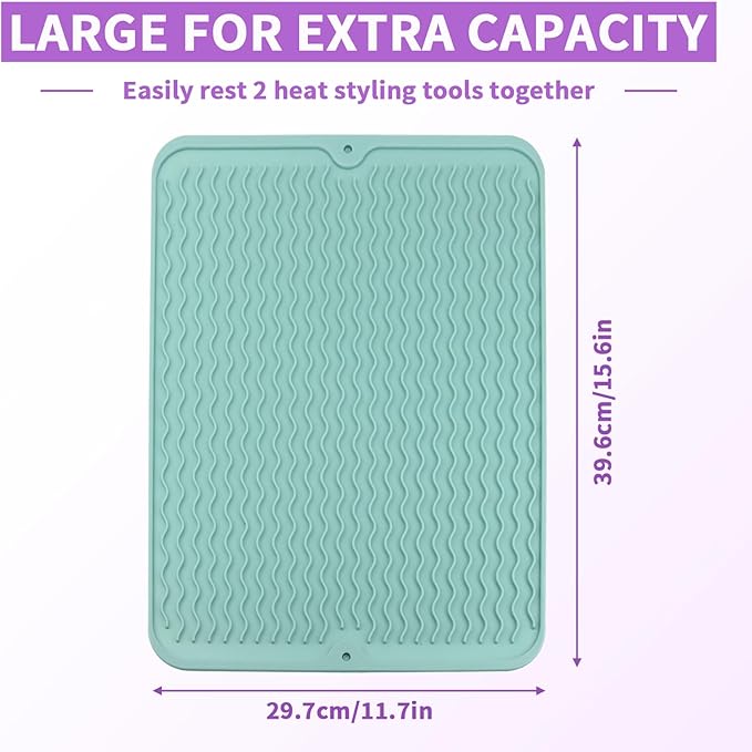 Oversize Silicone Heat Resistant Mat, Heat Mat with for Curling Iron, Travel Cover Cushion for Curling Irons, Hair Bands and Styling Tools(15.7" X 11.8") (Pink)