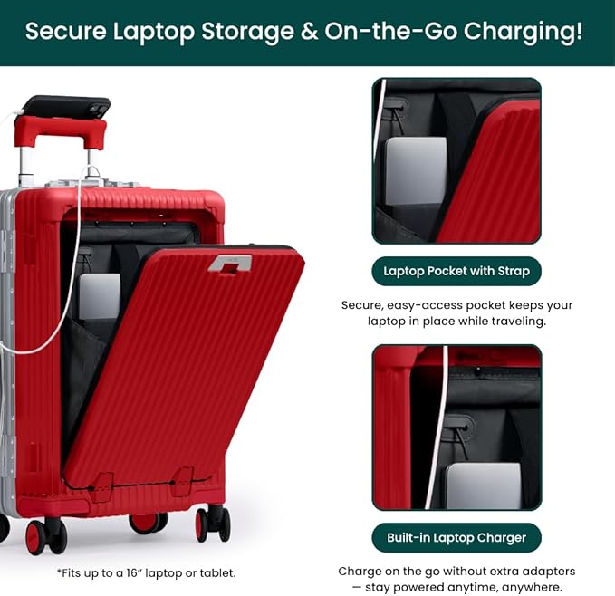 Nobl Travel Carry On Luggage, Noble Zipperless Aluminum Frame PC Hard Shell - Image 2