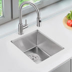 15 x 15 Inch Undermount Kitchen Sink, T-304 Stainless Steel Handmade Single - Image 2