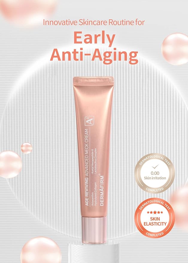 Dermafirm Age Reviving Advanced Firming Neck Cream A4 | Korean Skin Care Neck Creams for Tightening and Firming w/Collagen Astasome & Peptide for All Skin Types No Animal Trials No Paraben 1.35 fl oz