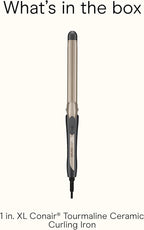 INFINITIPRO BY CONAIR Tourmaline Ceramic Long Barrel 1-Inch XL Curling Iron, 1-Inch Extra Long Barrel Produces Classic Curls, Hair Curler for Use on All Hair, Dark Grey