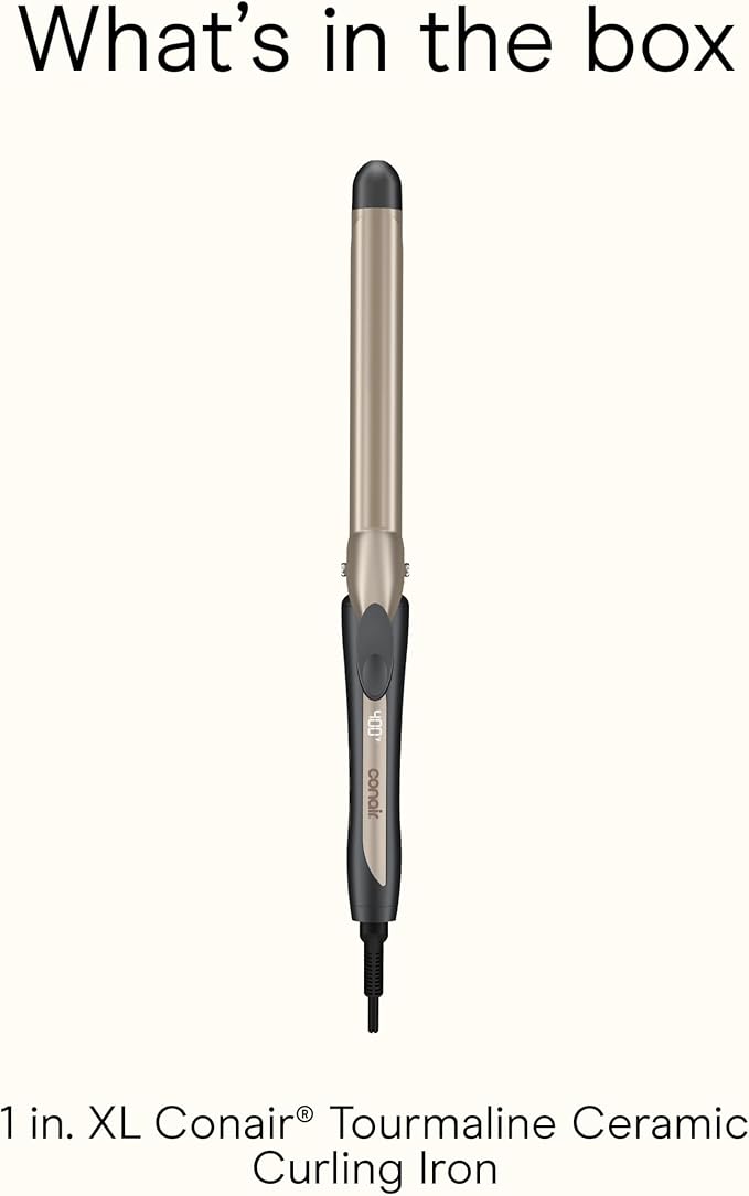 INFINITIPRO BY CONAIR Tourmaline Ceramic Long Barrel 1-Inch XL Curling Iron, 1-Inch Extra Long Barrel Produces Classic Curls, Hair Curler for Use on All Hair, Dark Grey