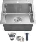 POPFLY 18 Inch Drop In Kitchen Sink, 304 Stainless Steel Top mount Handmade by POPFLY