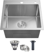 POPFLY 18 Inch Drop In Kitchen Sink, 304 Stainless Steel Top mount Handmade by POPFLY