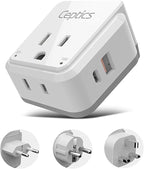 Ceptics European Plug Travel Adapter Set, 20W PD & QC, Safe Dual USB & USB-C by Ceptics