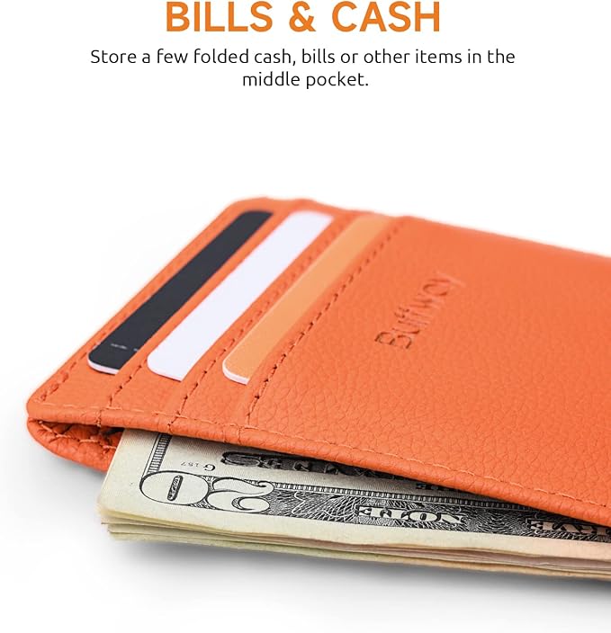Buffway Mens Slim Wallet, Minimalist Thin Front Pocket Leather Credit Card - Image 5