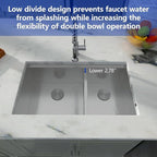 Dcolora 36 Inch Large Double Bowl Low-Divide Kitchen Sink Undermount 16 Gauge - Image 2