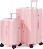 Krute Luggage Sets 2 Piece Suitcase PC+ABS Hardside Double Spinner Wheels TSA by Krute