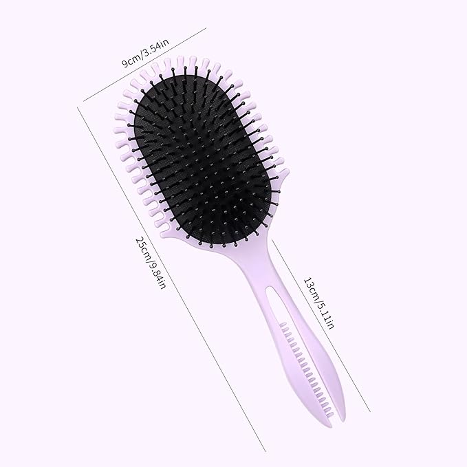New Multifunctional Curly Hair Cushion Comb, 1Pc Oval New Air Cushion Comb WithHandle, Define Styling Brush,DetanglingHair Brush, Professional Hairstyle Comb, BouncingHair Brush (Black Purple)