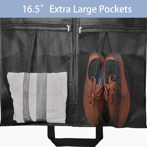 8" Gusseted Heavy Duty Garment Bags for Travel 43"" Suit Bags for Closet Storage Hanging Clothes Bag with Pockets Mens Suit Holder for Shirts (43"L x 24"W x 8"G (3-Pack))