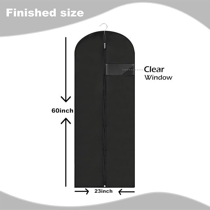Dress Bags for Gowns Long, Suit Bag Cover for Storage and Travel, 2 Pack - Image 2
