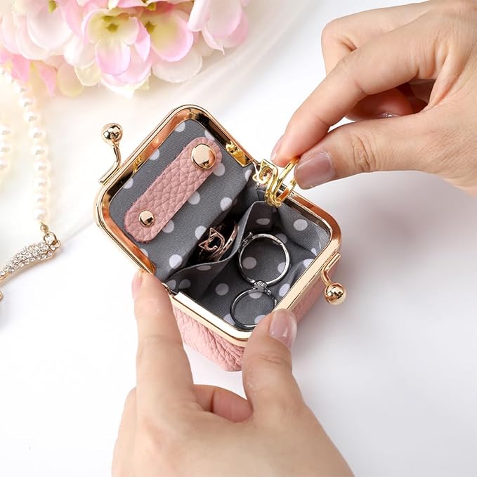 Custom Name & Birth Month Flower Mini Leather Jewelry Box – Vintage Kiss Lock - Image 4