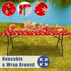 2 Pack Rectangle Spandex 6FT Elastic Fitted Christmas Tablecloth (White & Red / 72" x 30" (Rectangular))
