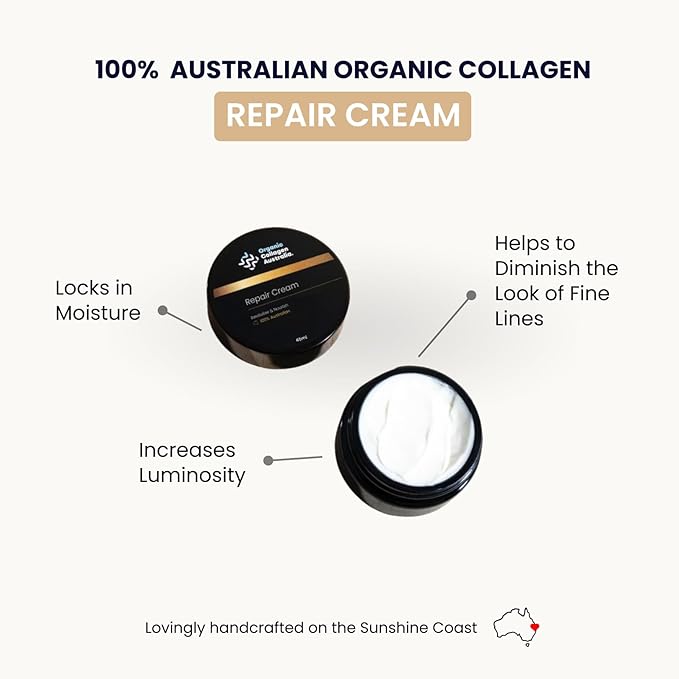 Organic Collagen Australia Repair Cream - Collagen Face Moisturizer for Women & Men - Hydrating & Nourishing Skincare (1.52 oz)