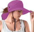 Rosoz Ponytail Sun Bucket Hats for Women UV Protection Foldable Mesh Wide Brim by Rosoz