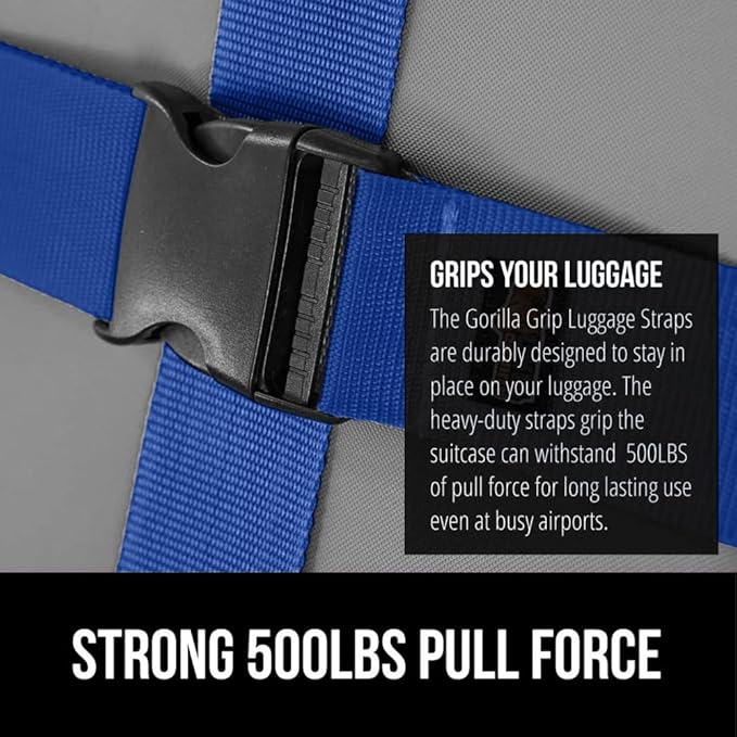 GORILLA GRIP Heavy Duty 4 Pack Adjustable Luggage Straps - Image 3